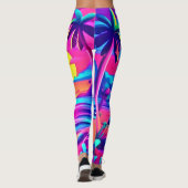 Tropische Neon Beach Sunset Art Leggings (Achterkant)