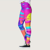 Tropische Neon Beach Sunset Art Leggings (Links)