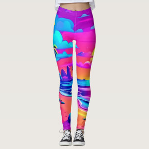 Tropische Neon Beach Sunset Art Leggings