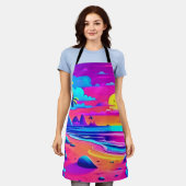 Tropische Neon Beach Sunset Art Schort (Gedragen)