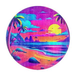 Tropische Neon Beach Sunset Art Snijplank