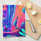 Tropische Neon Beach Sunset Art Theedoek (Quarter Fold)
