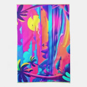 Tropische Neon Beach Sunset Art Theedoek (Verticaal)