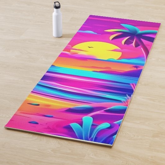 Tropische Neon Beach Sunset Art Yogamat (In situ)