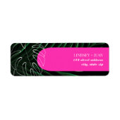 Tropische neon boog palmblad bruiloft etiket (Voorkant)