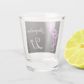 Tropische neon Flamingo 21st Birthday van de douan Shot Glas (Achterkant)