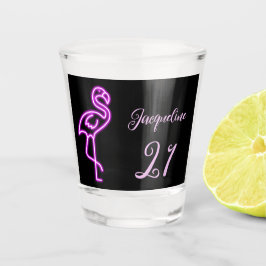Tropische neon Flamingo 21st Birthday van de douan Shot Glas