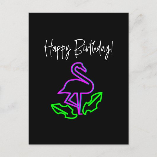 Tropische neon Flamingo Bright Birthday Briefkaart (Voorkant)
