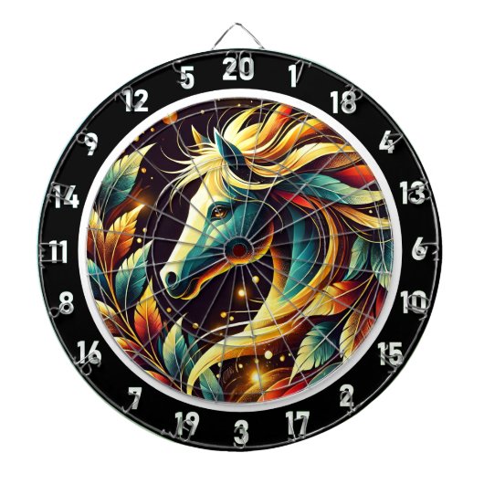 Tropische Neon Hengst Game Room Art Dartbord (Voorkant)