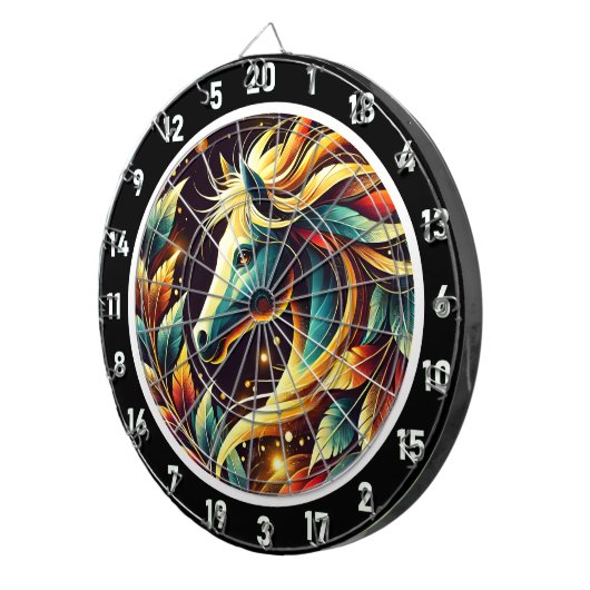 Tropische Neon Hengst Game Room Art Dartbord (Voorkant Rechts)