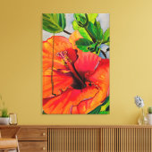 Tropische Neon Hibiscus bloem Canvas Afdruk (Insitu (Woonkamer))