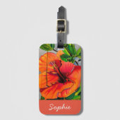 Tropische neon Hibiscus flower Bagagelabel (Voorkant (verticaal))