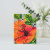 Tropische neon Hibiscus flower Briefkaart (Staand voorkant)