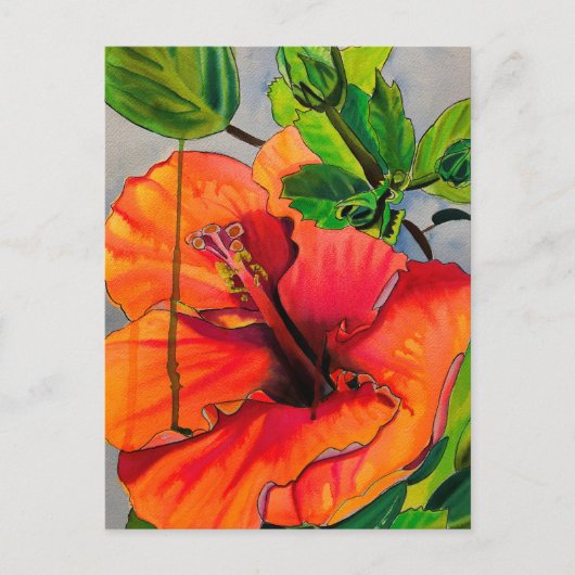 Tropische neon Hibiscus flower Briefkaart (Voorkant)