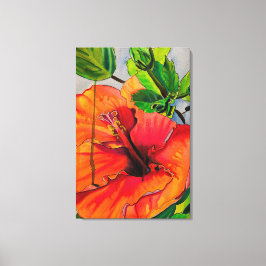 Tropische neon Hibiscus flower Canvas Afdruk