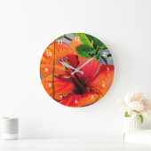 Tropische neon Hibiscus flower Grote Klok (Huis)