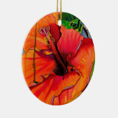 Tropische neon Hibiscus flower Keramisch Ornament (Rechts)