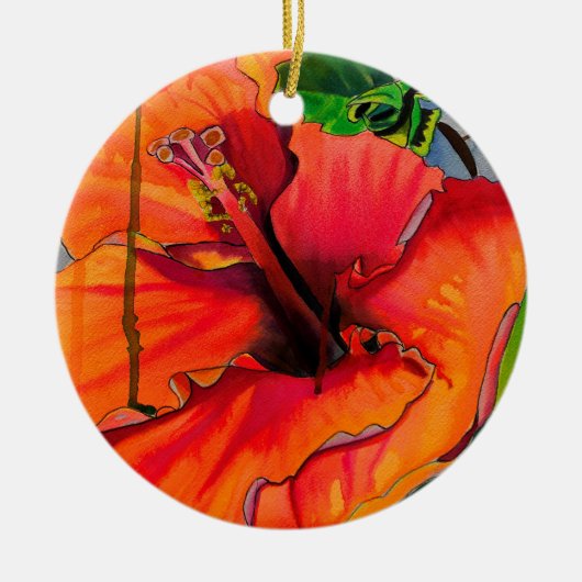 Tropische neon Hibiscus flower Keramisch Ornament (Voorkant)