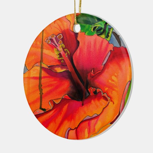 Tropische neon Hibiscus flower Keramisch Ornament (Links)