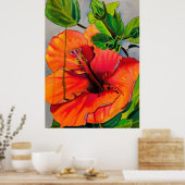 Tropische neon Hibiscus flower Poster (Keuken)