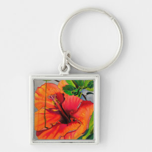 Tropische neon Hibiscus flower Sleutelhanger