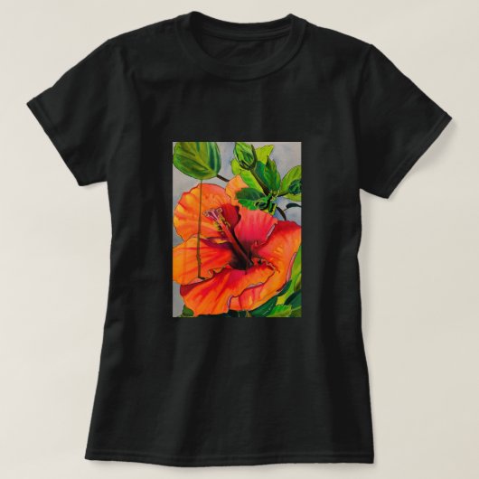 Tropische neon Hibiscus flower T-shirt (Design voorkant)