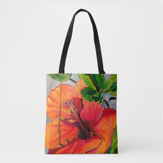 Tropische neon Hibiscus flower Tote Bag (Voorkant)