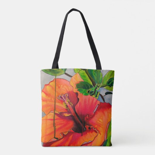 Tropische neon Hibiscus flower Tote Bag (Achterkant)