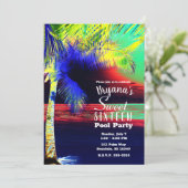 Tropische Neon Kleur Strand Palm Sweet 16 Kaart (Staand voorkant)