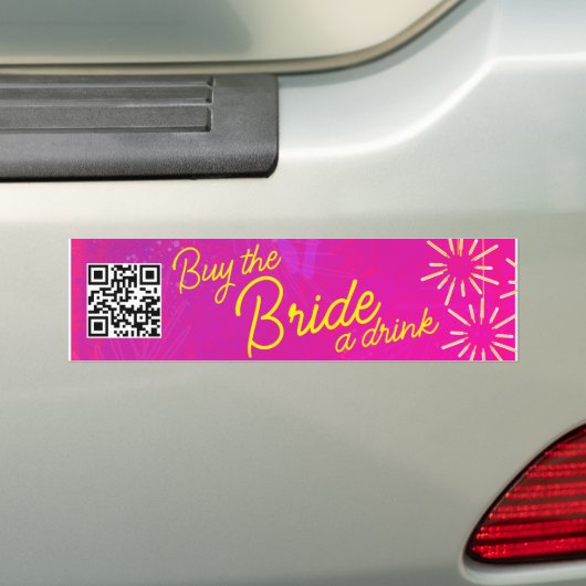 Tropische neon Koop de QR-code voor bride Drink Bumpersticker (Op auto)