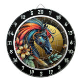 Tropische Neon Paard Ontsnapping Kunstwerk Dartbord (Voorkant)