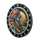 Tropische Neon Paard Ontsnapping Kunstwerk Dartbord (Voorkant Rechts)