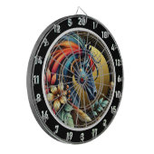 Tropische Neon Paard Ontsnapping Kunstwerk Dartbord (Voorkant Links)