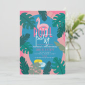 Tropische Neon Roze Pool Volwassen Verjaardag Kaart (Staand voorkant)