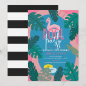 Tropische Neon Roze Pool Volwassen Verjaardag Kaart (Voorkant / Achterkant)