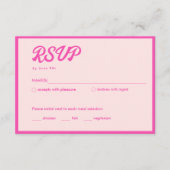 Tropische neon roze vleermuis mitswa RSVP-kaart Informatiekaartje (Voorkant)