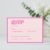 Tropische neon roze vleermuis mitswa RSVP-kaart Informatiekaartje (Staand voorkant)