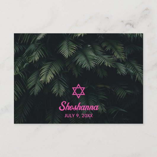 Tropische neon roze vleermuis mitswa RSVP-kaart Informatiekaartje (Achterkant)