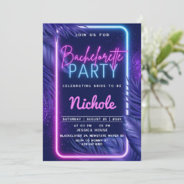 Tropische neon vrijgezellenuitnodigingsfeest kaart