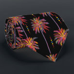 Tropische neonpalmen en Stippen op zwart Stropdas<br><div class="desc">Een moderne collage van stippen en gevetste retro topische palmen in neonkleuren - warm roze, geel, oranje, blauw en groen op een zwarte achtergrond, deze mannen stropdas is cool voor de kantoor, een nacht in de stad, stropdas voor een bruiloft, je eigen trouwceremonie, voor de bruidegom of groomsmen of geeft...</div>