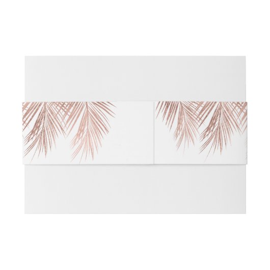 Tropische neproos gouden palmblad trouw initiaal uitnodigingen wikkel (Achterkant Voorbeeld)