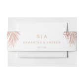 Tropische neproos gouden palmblad trouw initiaal uitnodigingen wikkel (Voorkant Voorbeeld)