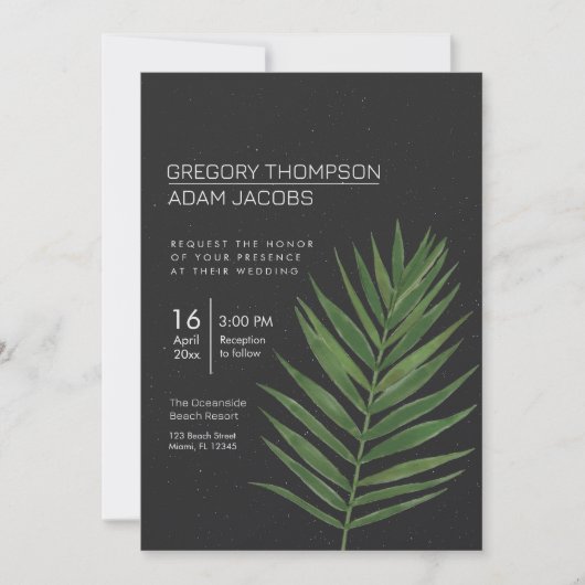 Tropische Night Sky Modern Minimalist Wedding Inve Kaart (Voorkant)