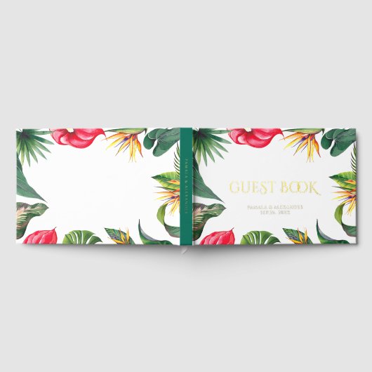 Tropische oasces bloemenbruiloft gastenboek (Volledig)