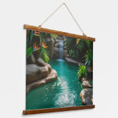 Tropische oase hangend wandkleed (Gebogen)