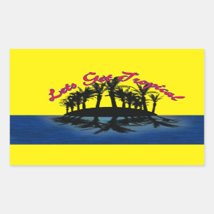 Tropische oase: laat ons tropisch worden rechthoekige sticker