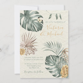 Tropische Oase Modern Palmblad Trouwkaart Kaart