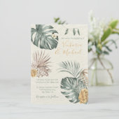 Tropische Oase Modern Palmblad Trouwkaart Kaart (Staand voorkant)