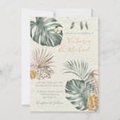 Tropische Oase Modern Palmblad Trouwkaart Kaart (Voorkant)