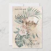 Tropische Oase Moderne Palm Save the Date Bruiloft Kaart (Voorkant)